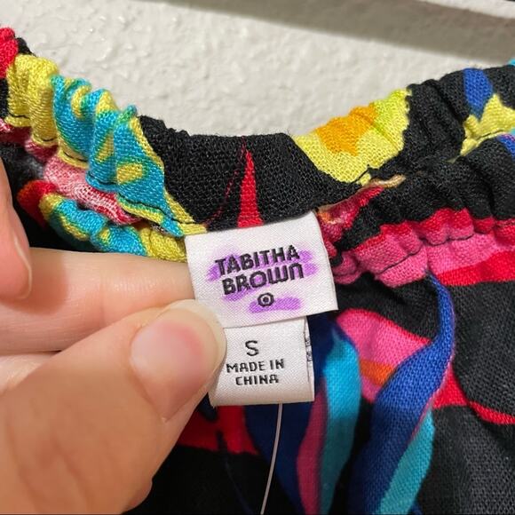 Tabitha Brown Target Black Lemon Blouse S Beachy Vacation Tropical Off Shoulder - Picture 8 of 10